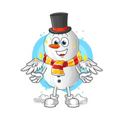 Snowman angel with wings vector. cartoon character