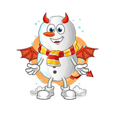 Snowman demon with wings character. cartoon mascot vector