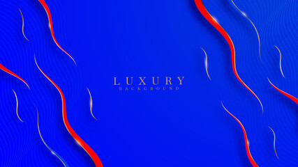 Luxury abstract background blue and red overlap with golden lines sparkle geometric shapes. Illustration from vector about modern template design for a elegant feeling.