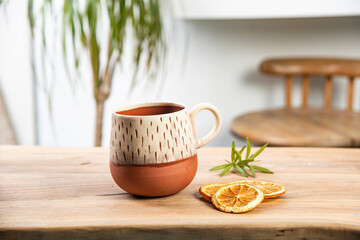 cup of coffee on wooden table