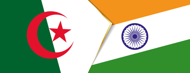 Algeria and India flags, two vector flags.