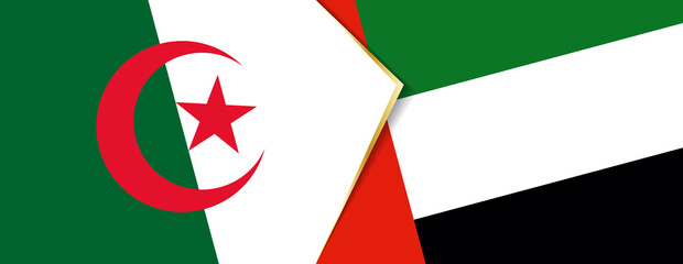 Algeria and United Arab Emirates flags, two vector flags.