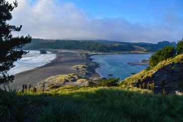 Incredible city with natural beauty in the pacific ocean, with mouth of the Bio Bio river in...