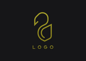 Bird vector logo. Luxury bird, eagle, hawk, vector line logotype design. Universal premium falcon wing symbol logotype.