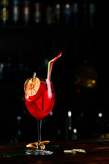 Golden orange cocktail aperol sprizz