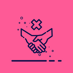 icon vector of no hand shake. no hand touch clip art. no hand shake illustration.