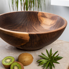 hand made wooden bowl on the table