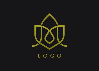 Abstract Flower Monogram Gold Vector Logo