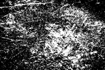 Grunge black and white. Monochrome texture of dirt, chips, and dust. Pattern of black scratches, scuffs on a white background. Abstract ink spot randomly arranged