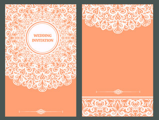 Orange mandala style wedding invitation card