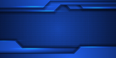 Blue game abstract background with metal texture and geometric shape.  Vector illustration design for business corporate presentation, banner, cover, web, flyer, card, poster, game, texture, slide © Roisa