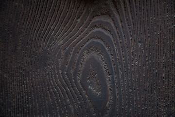 Very dark brown oak board. Wooden texture background. Aged texture. Wallpaper for adding text or work design for backdrop product. top view. Flat natural surface. Ecological Construction Materials. 