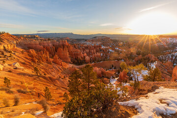 Beautiful Bryce Canyon National Park Utah Sunrise Landscape