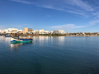 Naklejka na ściany i meble Boats in the Oued Bouregreg separating Rabat and Salé,