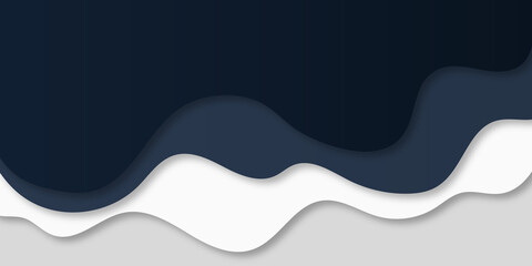 Blue black white wave paper cut background
