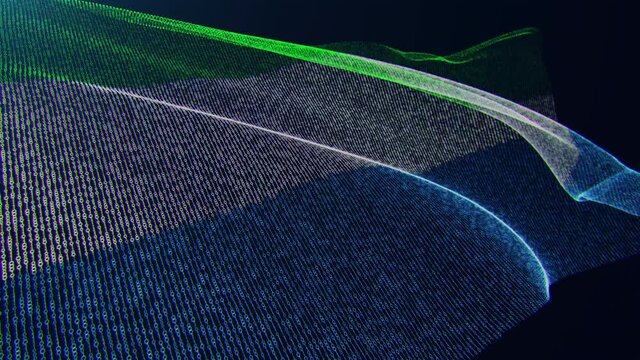 3d render. Sierra leone digital flag with binary code texture flies in the wind. Seamless loop.