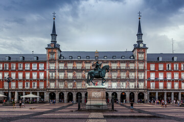 Fototapeta premium In the Plaza Mayor of Madrid, Spain.