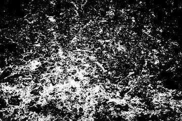Grunge black and white. Monochrome texture of dirt, chips, and dust. Pattern of black scratches, scuffs on a white background. Abstract ink spot randomly arranged