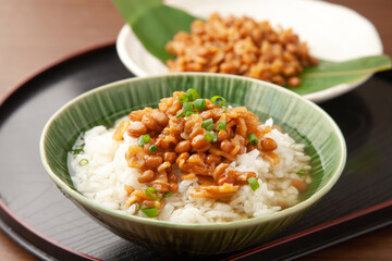 そぼろ納豆の納豆茶漬け