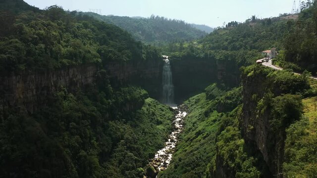 Waterfall in Bogota Colombia aerial view