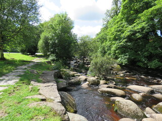 Stepping stones on the river dart on dartmoor
