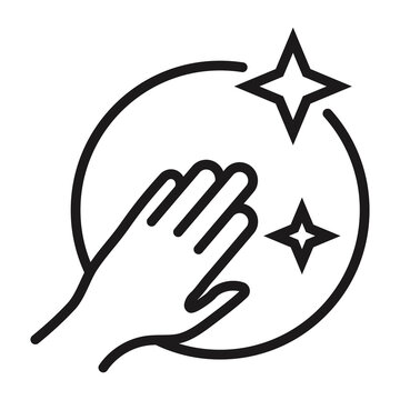 recommend clip art: Line art vector a clean / cleaning icon with human hand for apps or websites