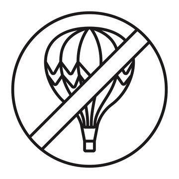recommend clip art: Line art icon a hot air balloon flight ban sign for apps or websites