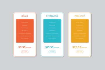Pricing Table Vector Template Design