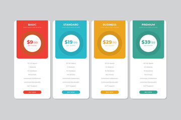 Pricing Table Vector Template Design