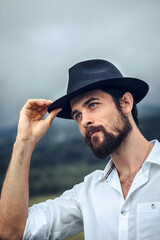 Beautiful young couple. Wedding photo session outdoors in the mountains. Happy couple. New family.