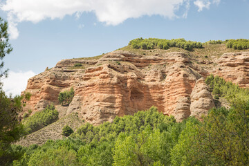 detail of a hill at Barranco del Val next to Los Fayos village, province of Zaragoza, Aragon, Spain