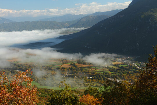 The valley of Konitsa, in northern Ioannina prefecture, Epirus, Greece.