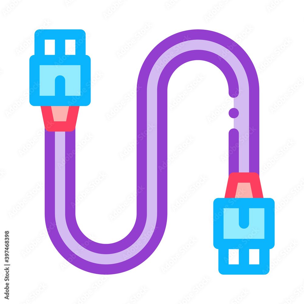 Poster electonic cord computer detail color icon vector. electonic cord computer detail sign. isolated symb