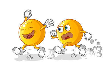  emoticon play chase cartoon. cartoon mascot vector
