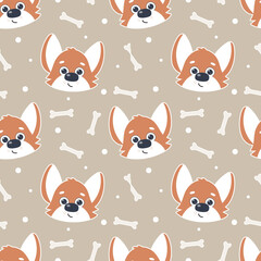 Cute seamless baby pattern with dogs and bones.