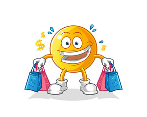  emoticon shoping mascot. cartoon vector