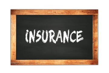 Fototapeta premium INSURANCE text written on wooden frame school blackboard.