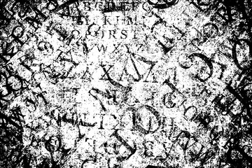 Grunge black and white. Monochrome texture of dirt, chips, and dust. Pattern of black scratches, scuffs on a white background. Abstract ink spot randomly arranged