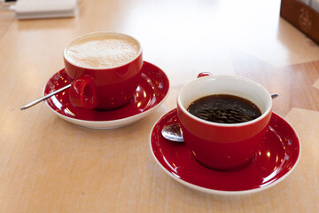two red cups of coffee