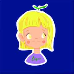 illustration little girl with leaf