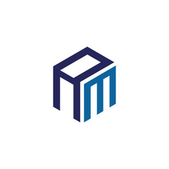 Abstract font type logo. simple letter AM hexagon letter design