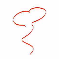 Hand-drawn heart shaped red ribbon. Love concept, valentine's day. 