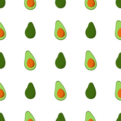 Cartoon illustartion with green avocado fruit seamless pattern. Healthy food. Isolated vector disign for background, print, textile, wrapping paper, tissue, scrapbooking.