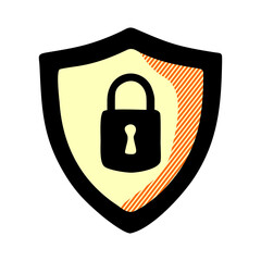 Abstract security vector icon illustration isolated on black background.