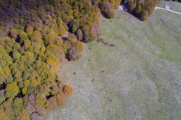 Aerial view of Mount Livata. the mountain of Rome. autumn colors