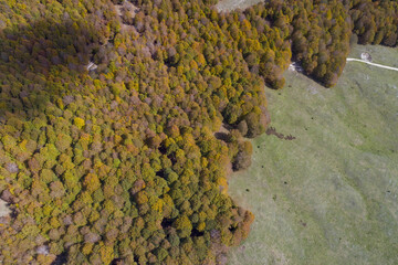 Aerial view of Mount Livata. the mountain of Rome. autumn colors