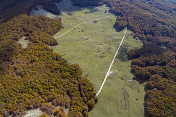 Aerial view of Mount Livata. the mountain of Rome. autumn colors