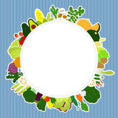 野菜の手描きイラストフレーム vegetable  flat illustration vector frame