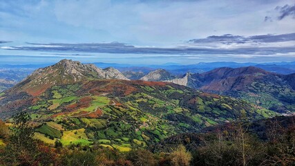 landscape with mountains, sky and sea