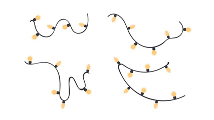 Set of Garlands with light bulbs. Vector illustration.